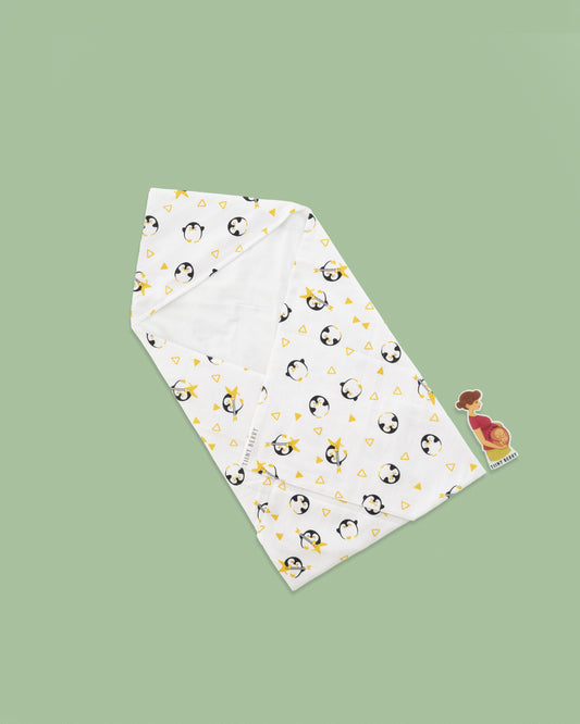 Musical Penguin - Muslin Hooded Towel