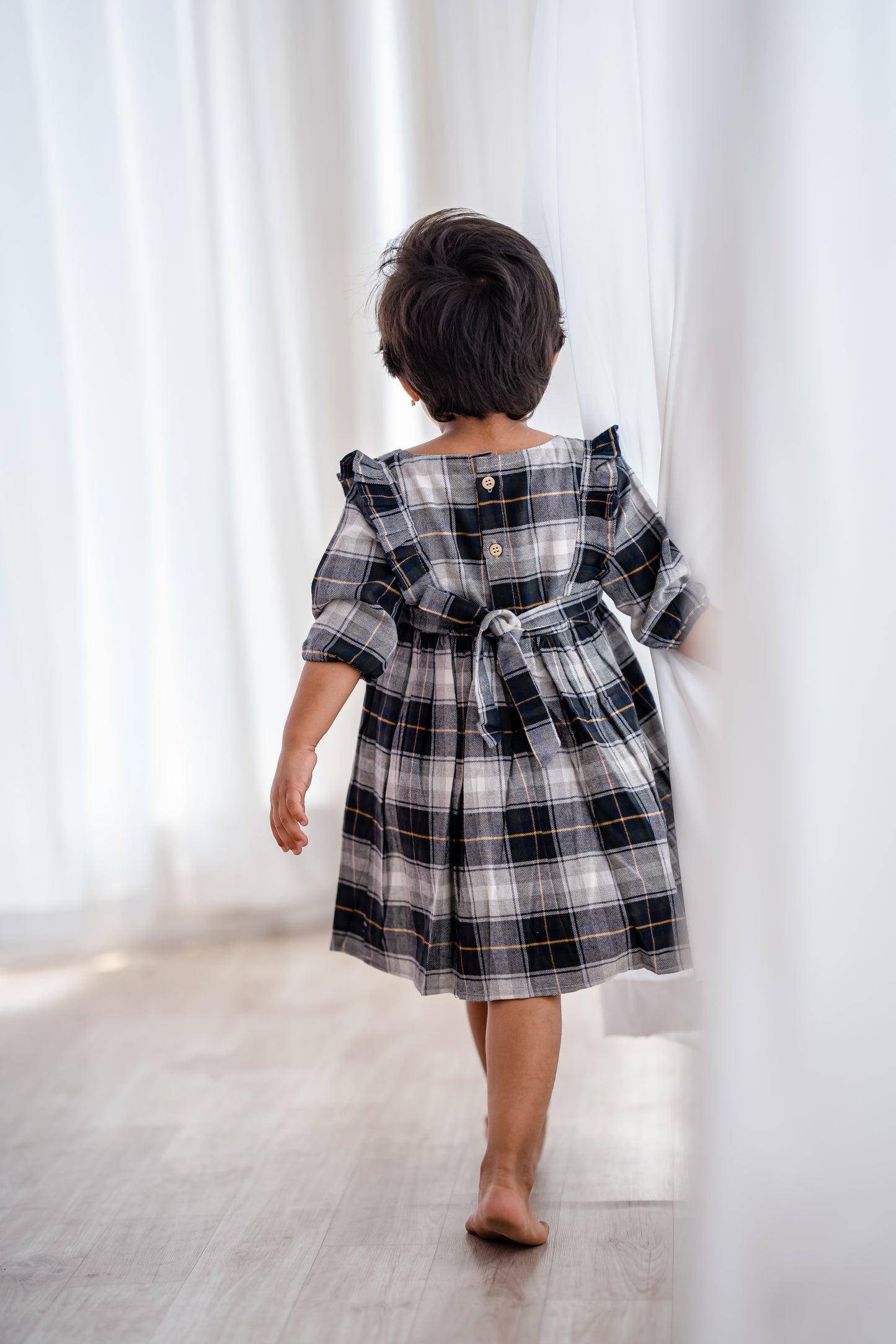 Black & White Checks 3/4 Sleeve Frock